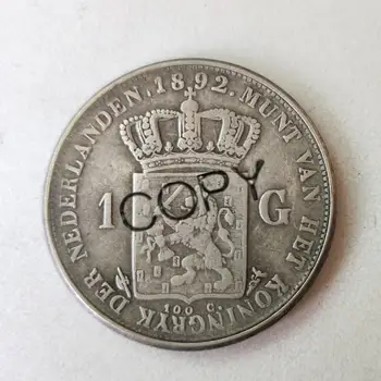 1892 Холандия 1 гулден сребърно покритие Копирни монета