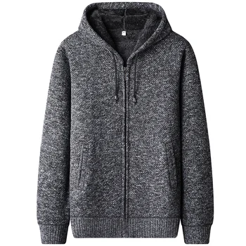 2022 Есенно-зимния Нов Мъжки Модерен Ежедневието на Обикновен Пуловер, мъжки Плюс Velvet Дебел Топъл Пуловер Голям Размер с Високо Качество