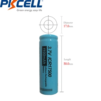 4 БР. PKCELL ICR17500 Батерия 1100 mah 3,7 В Литиево-йонна Акумулаторна Батерия Литиеви Батерии за фенерче razor самобръсначка