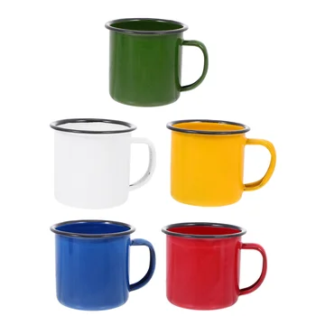 5шт Емайлирани Чаши Старинни Чаши За Пиене Кафеена Чаша Млечна Чаша Малки Винени Чаши (Различни Цветове)