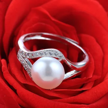 Cauuev днешно пръстен с сладководните перли за жени от сребро 925 проба и регулируема халка АААА Годежни Пръстени с естествени перли, бижута