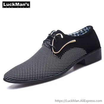 LuckMan/2019 г. Пролетни мъжки модел обувки за Дизайнерска бизнес мъжки Ежедневни обувки Удобна мъжка лятна тъканта, обувки с остри пръсти LMS001
