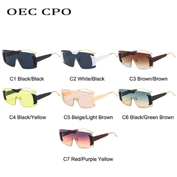 OEC CPO Цели Слънчеви Очила Без Рамки Женски Извънгабаритни Квадратни Слънчеви Очила, Мъжки И Дамски Модни Слънчеви Очила с UV400 Очила Дамски