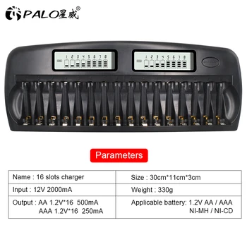 PALO 16 слотове AA AAA зарядно устройство умни бързи зарядни устройства за 1,2 НА AA AAA 2A 3A ni-mh ni mh акумулаторни батерии оригинал