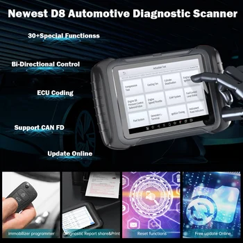 XTOOL D8 Инструмента за Диагностика на 31 + Услуги ECU Кодиращи Скенер Automotivo Двунаправленное Управление CAN OBD2 FD Професионални Инструменти за Безплатен Ъпгрейд