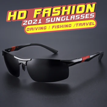 Алуминиеви Слънчеви Очила Без Рамки За Мъже 2021, Поляризирани Очила За Шофиране, Фотохромичните слънчеви Очила С Защита От Надраскване, Огледални Лещи UV400, gafas de sol