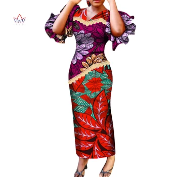 Африкански църковни рокли за жени, новост, дълга рокля с v-образно деколте и завързана на ръба, традиционната рокля Басейн Riche за нигерийски дами, WY190