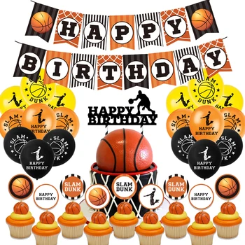 Баскетболно Тема, Стоки За Парти В Чест На Рождения Ден, Латексови Балони, На Хартиен Банер, Торта, Topper, Стръмни Спортни Подаръци За Рожден Ден За Деца, Феновете