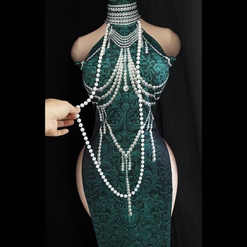 Винтажное ципао-дълга рокля с веригата и перли, 3D Принтом, с висока цепка, зелена, за народните танци, без ръкави, чието сценично облекло, фестивал облекло