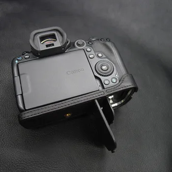 Естествена Кожа EOS R5 R6 Калъф За Фотоапарат, Чанта, ръчно изработени от Телешка Кожа Половината Корпус за Canon EOS R5 R6