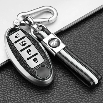 Защитен Калъф За ключове От естествена Кожа + TPU, Калъф За ключове на Автомобили Nissan Qashqai X-Trail T32 T31 Juke J11 Ритници Tiida Pathfinder Note Infiniti