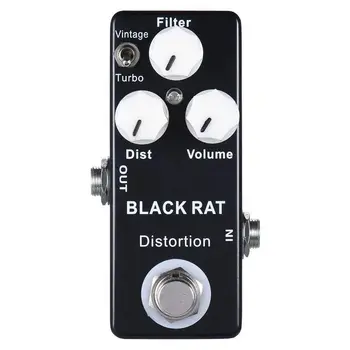 Мини-гитарная педала ефекти Mosky Black RAT Distortion с ключа true bypass Поддържа класически и T-turbo rat distortion