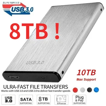 Преносим мини-твърд диск 2 TB интерфейс USB3.1 Type-C, високоскоростен твърд диск, Метален матиран материал на повърхността, Външен твърд диск