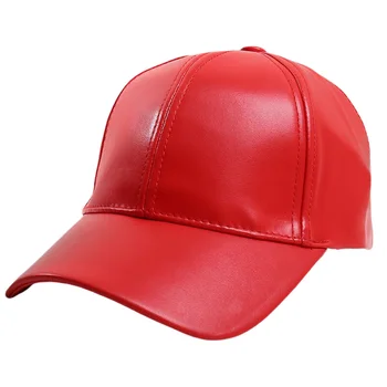 Шапки татко бейзболни шапки от изкуствена кожа PU 6 панели заоблена заоблена за хора, жени, червено и розово Черно синьо кафяво