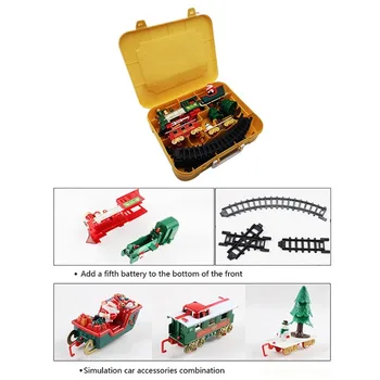 👍Електрически Влак на Жп Светлини и Звуци Коледен Комплект Автомобилни Играчки Влак, Определени Релсови Пътища за Децата, Коледна Украса и Подарък за една Година
