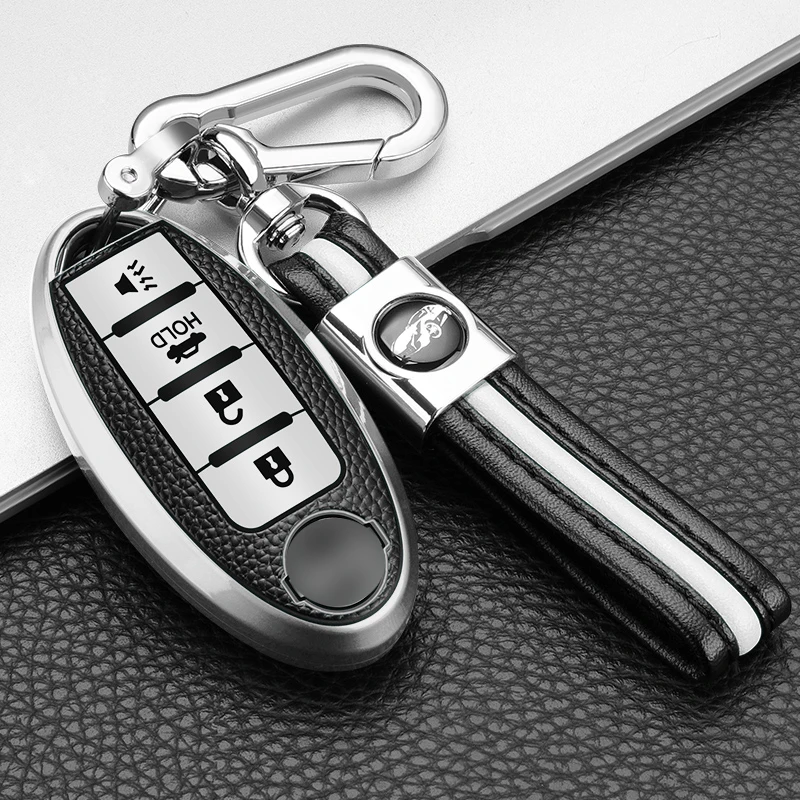 Защитен Калъф За ключове От естествена Кожа + TPU, Калъф За ключове на Автомобили Nissan Qashqai X-Trail T32 T31 Juke J11 Ритници Tiida Pathfinder Note Infiniti Изображение 0