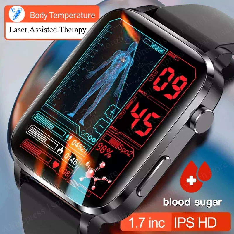 Lige Нов Термометър Смарт Часовници Мъжки Sangao Лазерно Лечение Здраве Сърдечен Ритъм, Кръвно Налягане Спортни Умен Часовник Мониторинг На Сън + Подарък Изображение 1