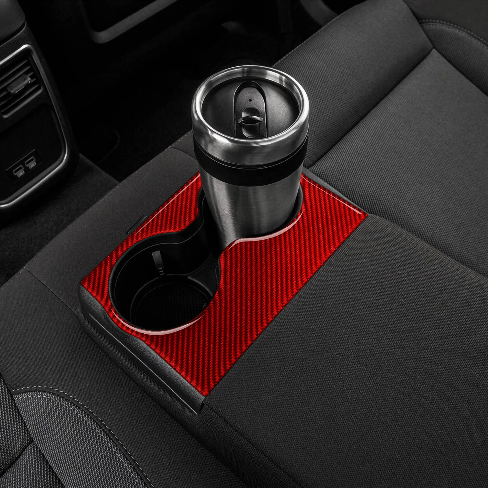 За Dodge Charger 2021-2011 Автомобилна Поставка За Чаши И Аксесоари От Въглеродни Влакна Поставка За Чаши На Задната Седалка Капак Завърши Стикер Стикер Изображение 1