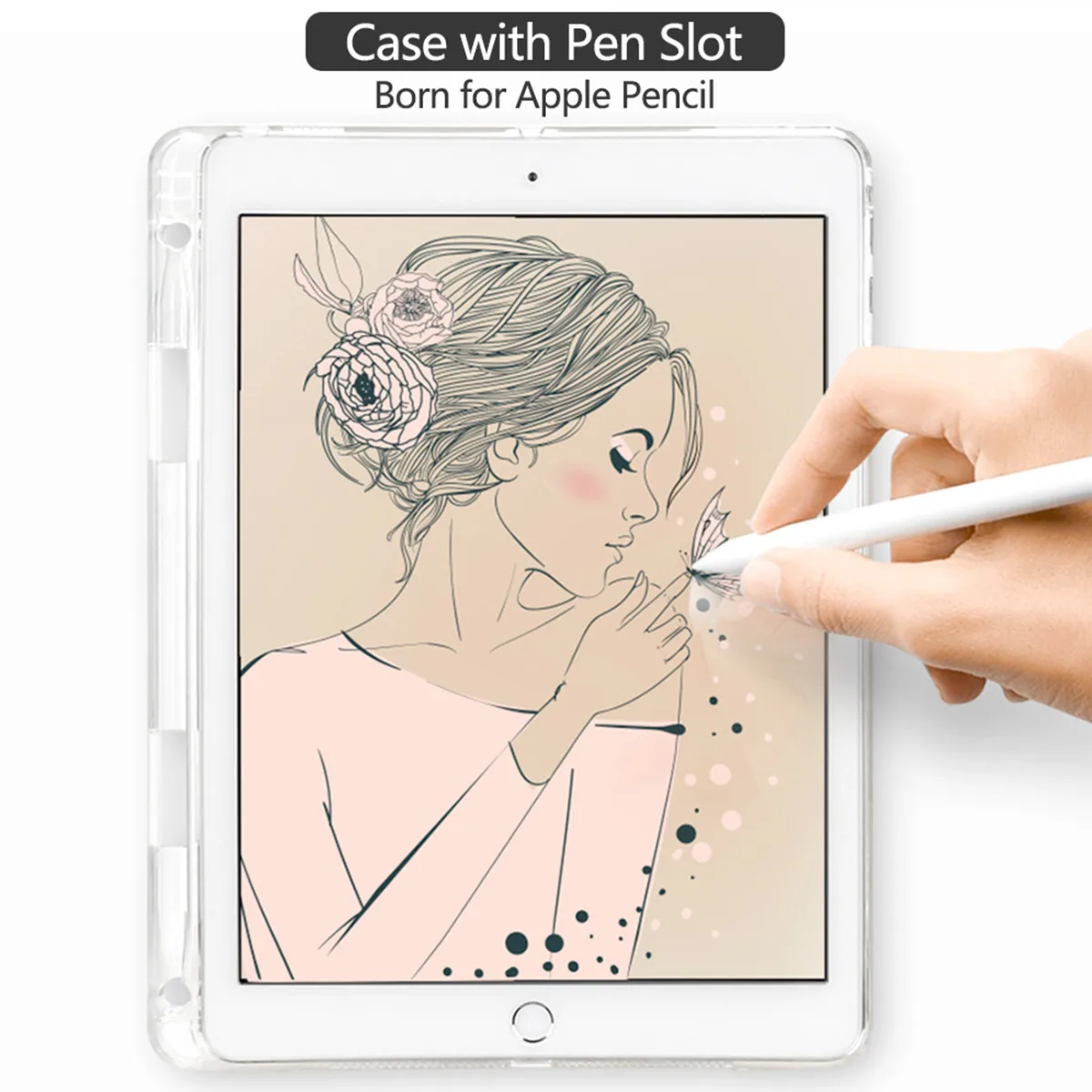 За iPad Pro 12,9 Калъф 2020 2021 iPad 11 Калъфи За Таблети с Модерен Принт на Пеперуди Прозрачен устойчив на удари Мек Калъф с един Слот за Молив Изображение 1