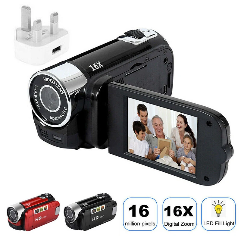 Преносима Дигитална Камера с Full HD 1080P 16-кратно Цифрово увеличение, видео камери с въртяща се на 270 градуса За видео блог Изображение 1