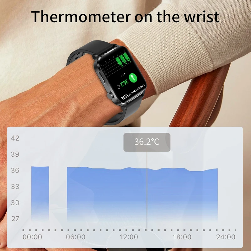 Lige Нов Термометър Смарт Часовници Мъжки Sangao Лазерно Лечение Здраве Сърдечен Ритъм, Кръвно Налягане Спортни Умен Часовник Мониторинг На Сън + Подарък Изображение 2