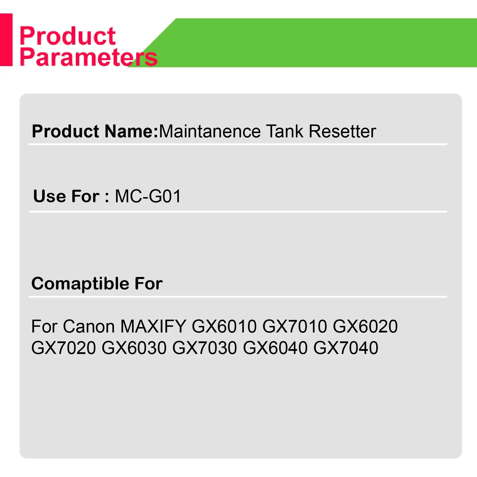 MC-G01 Поддръжка Коректор За Canon GX6010 GX7010 GX6020 GX7020 GX6030 GX7030 GX6040 GX7040 GX6050 GX7050 GX6060 Принтер Изображение 2