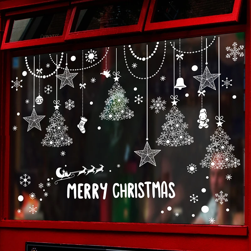[SHIJUEHEZI] Коледни Украси Етикети на прозореца САМ Снежинки Стикери за Стена за Хол Магазин Стъклена Коледна Украса Изображение 2