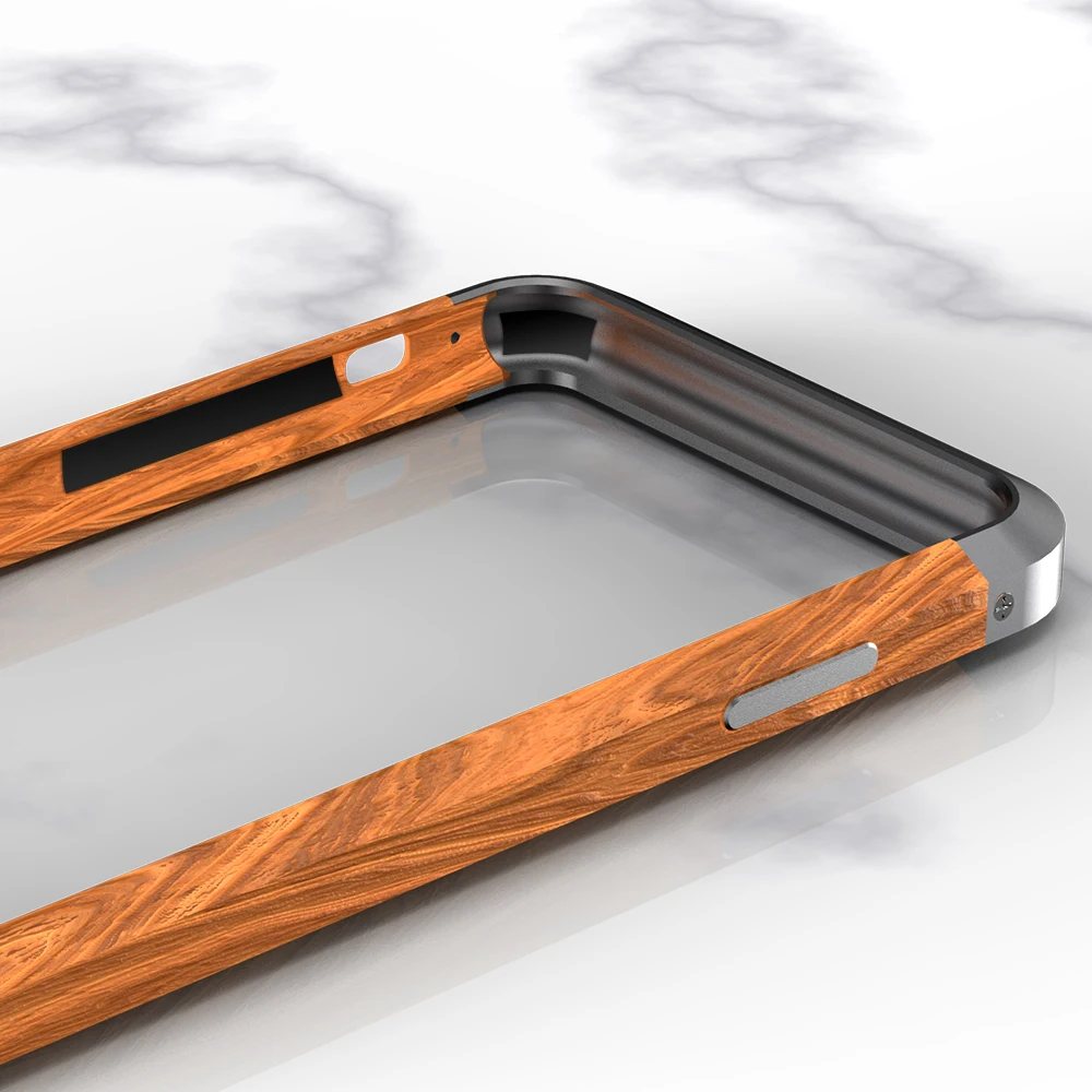 За Apple iPhone 14 Pro Max 11 12 13 Pro Max Калъф Алуминиева Метална броня + wooden устойчив на удари Калъф За Телефон под формата на миди Изображение 2