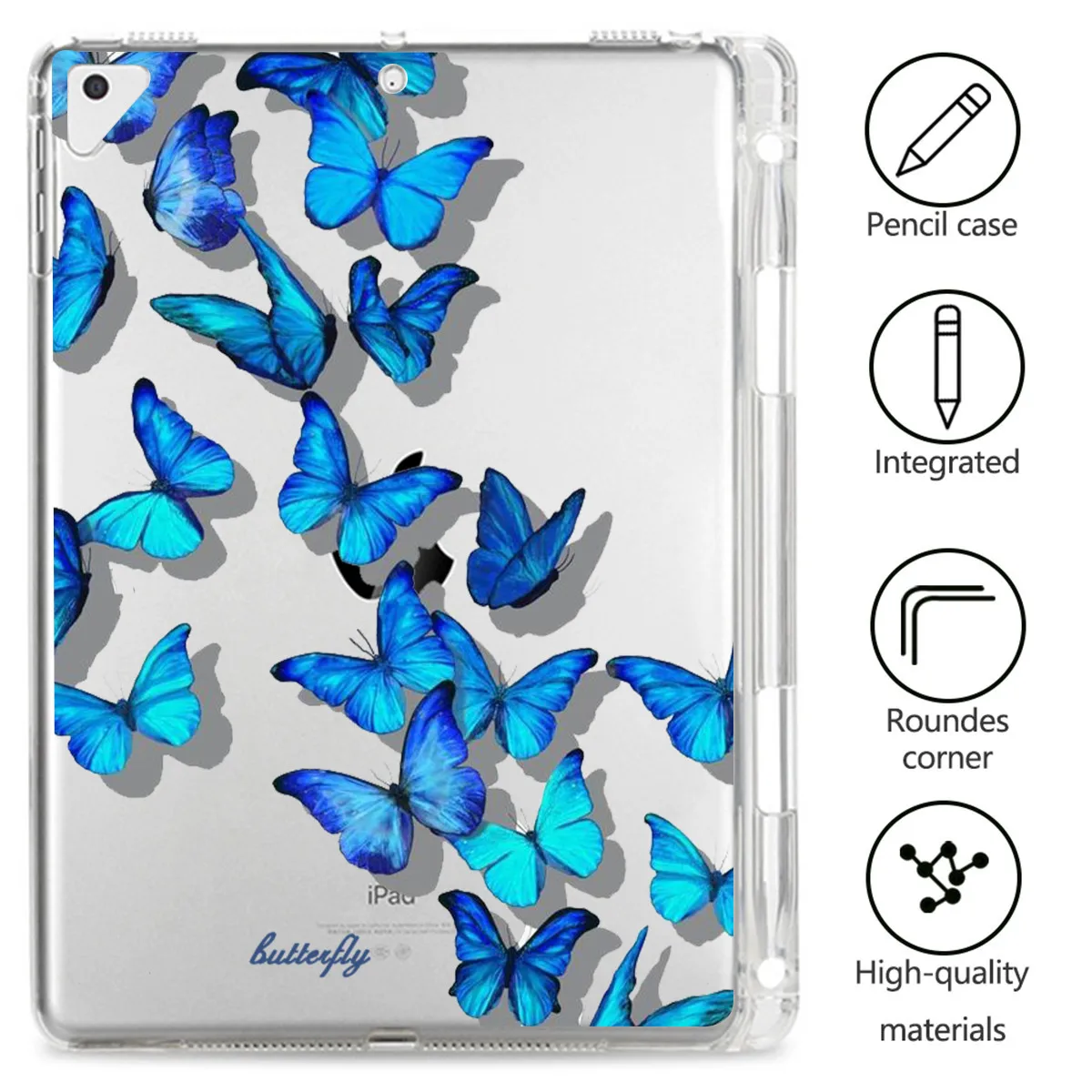 За iPad Pro 12,9 Калъф 2020 2021 iPad 11 Калъфи За Таблети с Модерен Принт на Пеперуди Прозрачен устойчив на удари Мек Калъф с един Слот за Молив Изображение 2