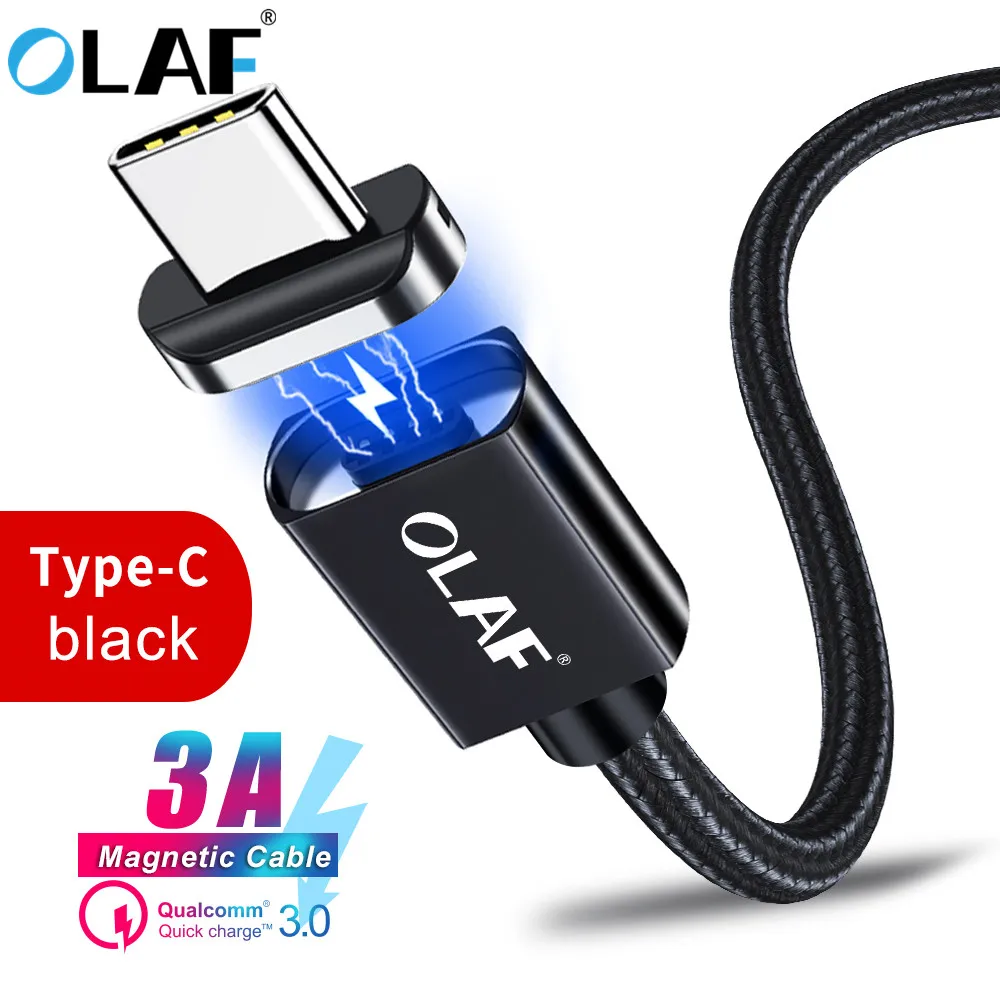ОЛАФ 3A Магнитен Кабел USB Type C, За бързо зареждане За Samsung S8 S9 Plus Note 8 9 C USB кабел за зарядно устройство на huawei P20 lite pro Изображение 2
