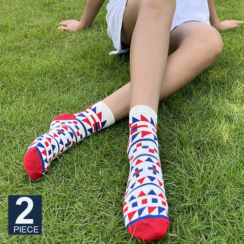 FINETOO, 2 чифта/лот, Цветни Дамски Дълги чорапи-тръба, Дамски Чорапи с Анимационни Принтом Животни, корейски, японски Модни Чорапи с графити за момичета Изображение 3