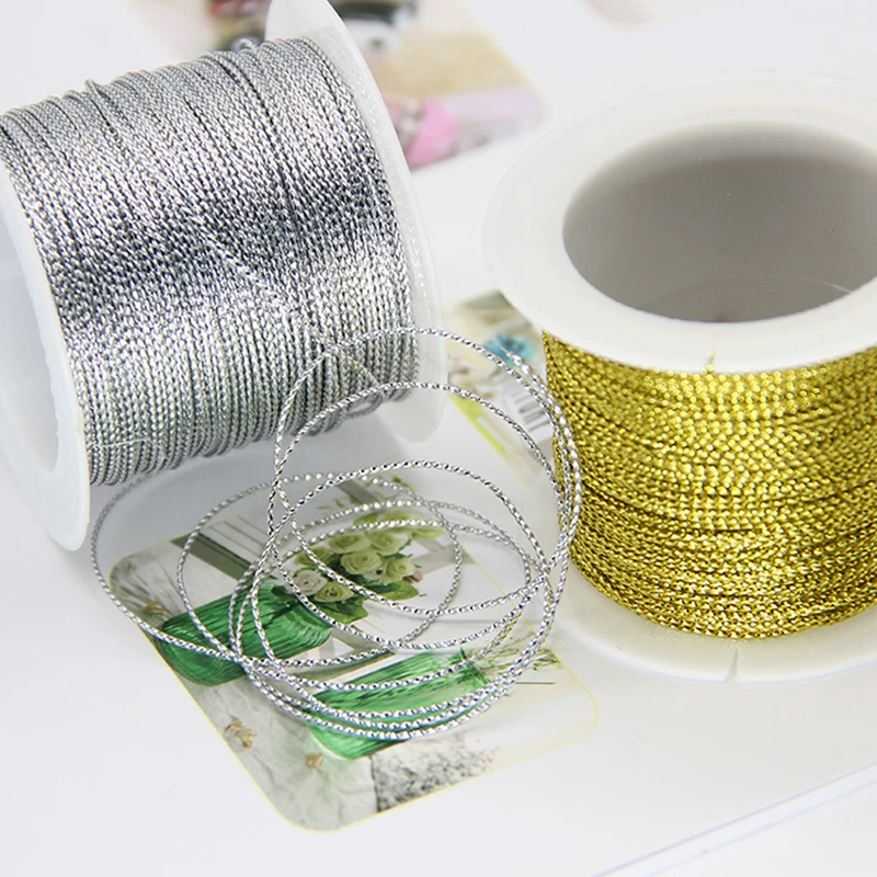 Направи си сам златен/сребърен/червен въже въже с лента за въже издател на Линия Гривна за производство на дрехи подаръци 20 м, 1 мм въже виси етикет Изображение 3