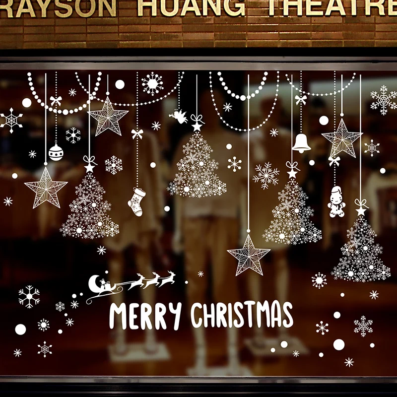 [SHIJUEHEZI] Коледни Украси Етикети на прозореца САМ Снежинки Стикери за Стена за Хол Магазин Стъклена Коледна Украса Изображение 5