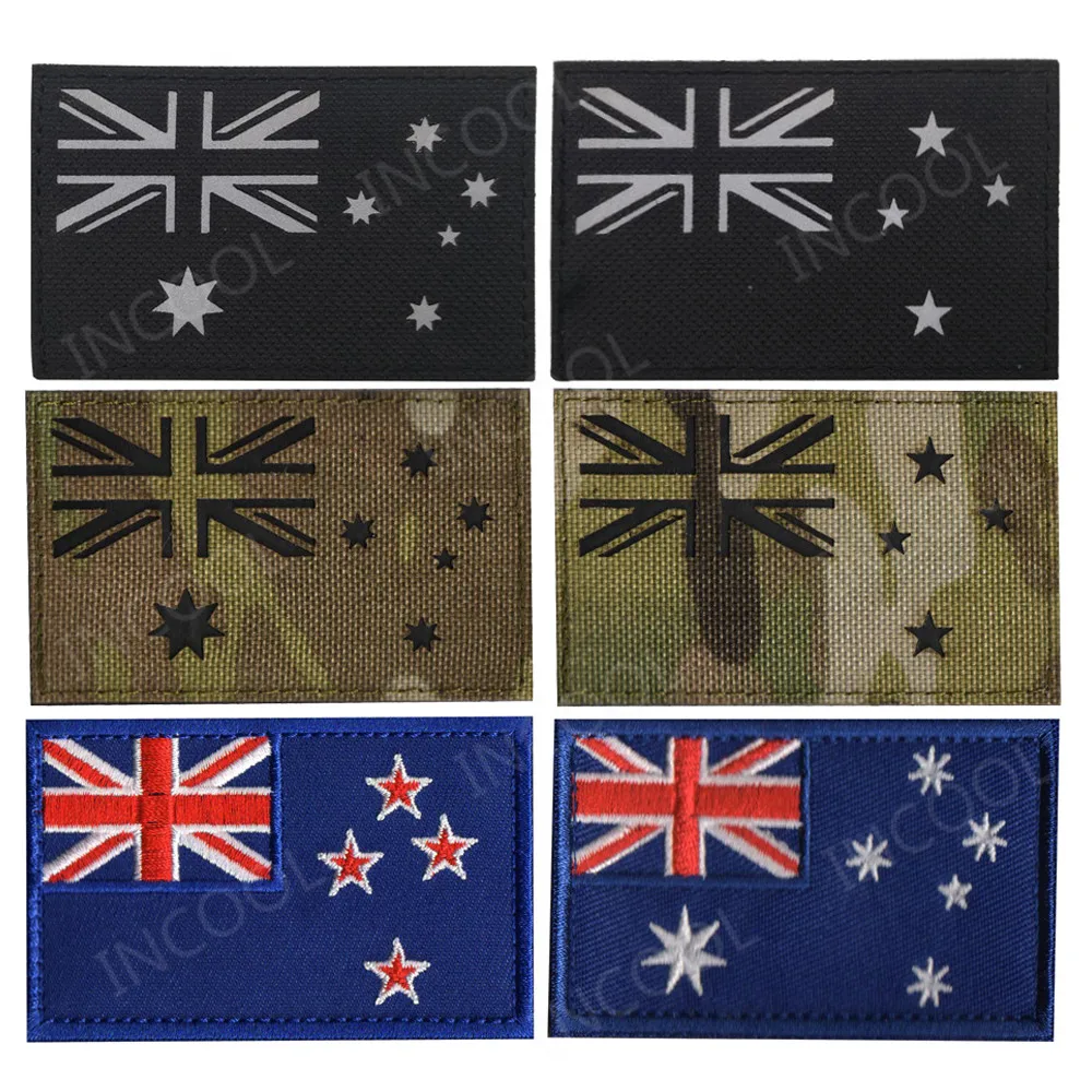 Австралия Флаг Нова Зеландия IR Светлоотразителни Бродирани Ленти Тактически Военни Ленти Австралийски Знамена, Значки С Бродерия Изображение 5