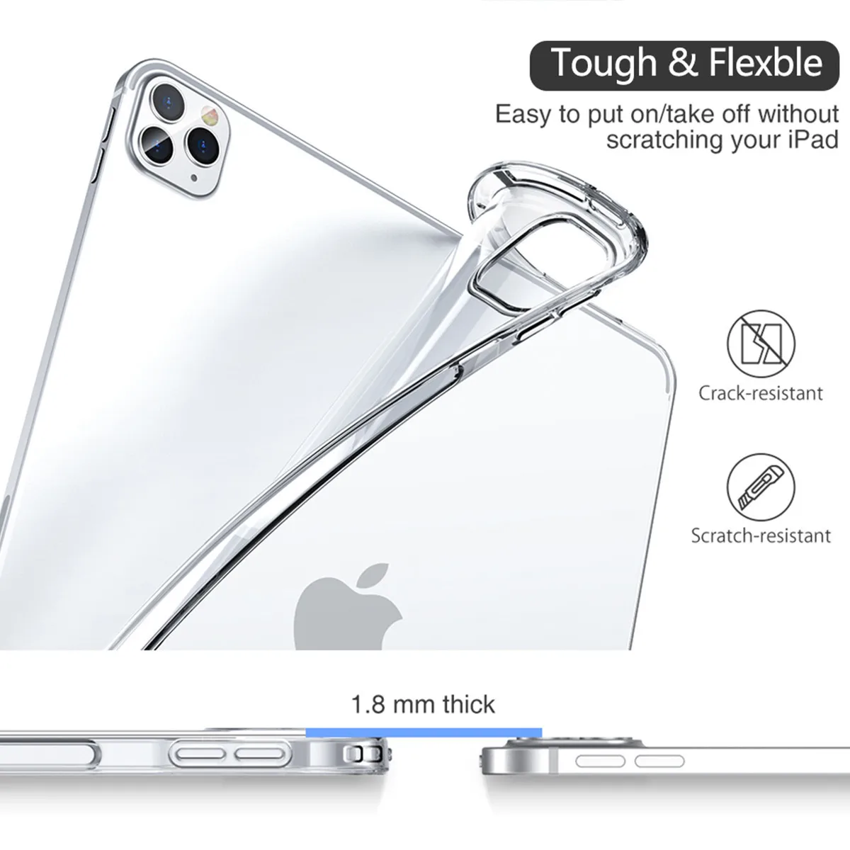 За iPad Pro 12,9 Калъф 2020 2021 iPad 11 Калъфи За Таблети с Модерен Принт на Пеперуди Прозрачен устойчив на удари Мек Калъф с един Слот за Молив Изображение 5